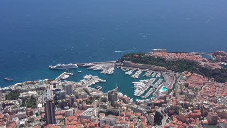 Globale-Luftaufnahme-Des-Hafens-Von-Monaco,-Mittelmeer